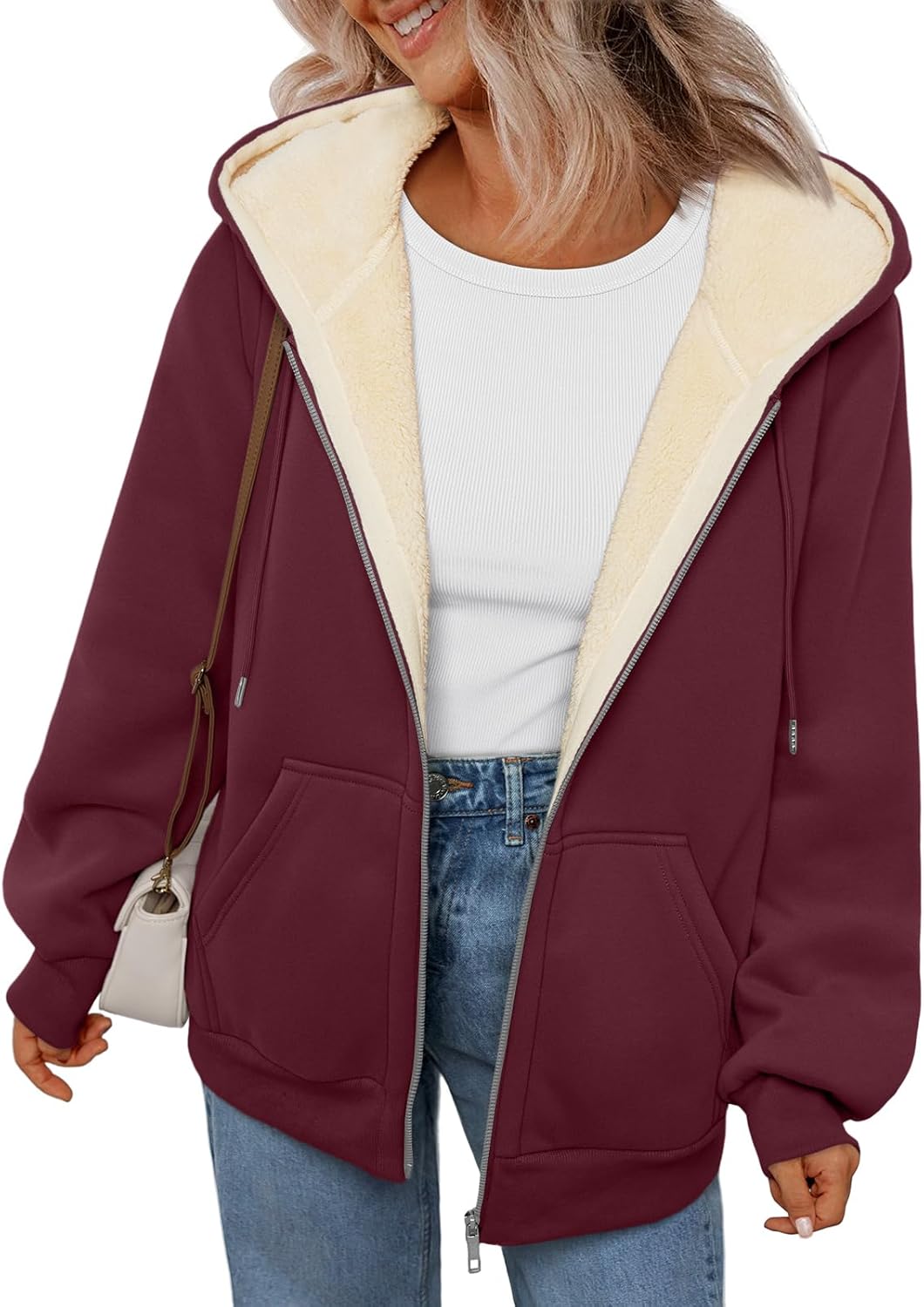 Trendy Queen Zip Up Hoodies for Women Fleece Lined Jackets Winter Coats Long Sleeve Sweatshirts Pullover Fall Clothes