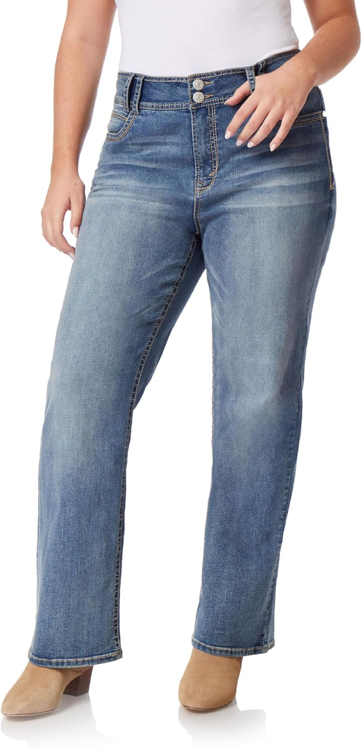 WallFlower Luscious Curvy Bootcut Jeans for Women, Mid-Rise Insta Stretch Denim, Size-Inclusive Juniors Jeans, Sizes 0 to 24