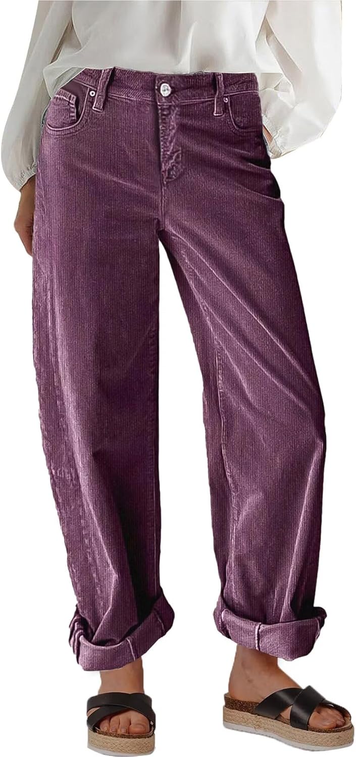 Flamingals Wide Leg Jeans for Women Mid Waist Baggy Stitch Decor Denim Washed Pants Without Belt