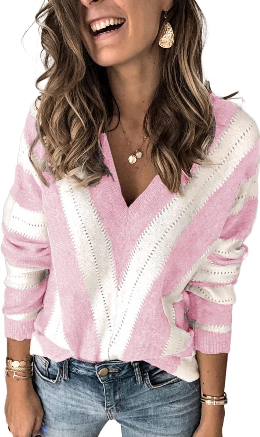 ANCAPELION Women’s Casual Sweater Pullover Winter Basic Sweatshirt Long Sleeve Cozy Knitted Jumper Tops Loose Fit