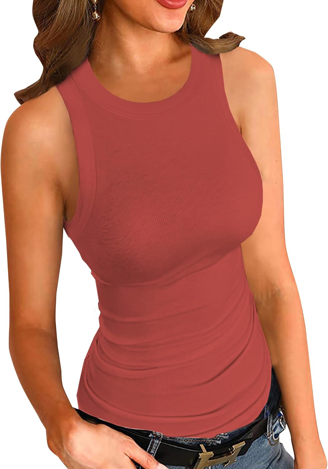 LOLONG Womens Tank Tops Summer Sleeveless Racerback Casual Basic Ribbed Knit Shirts