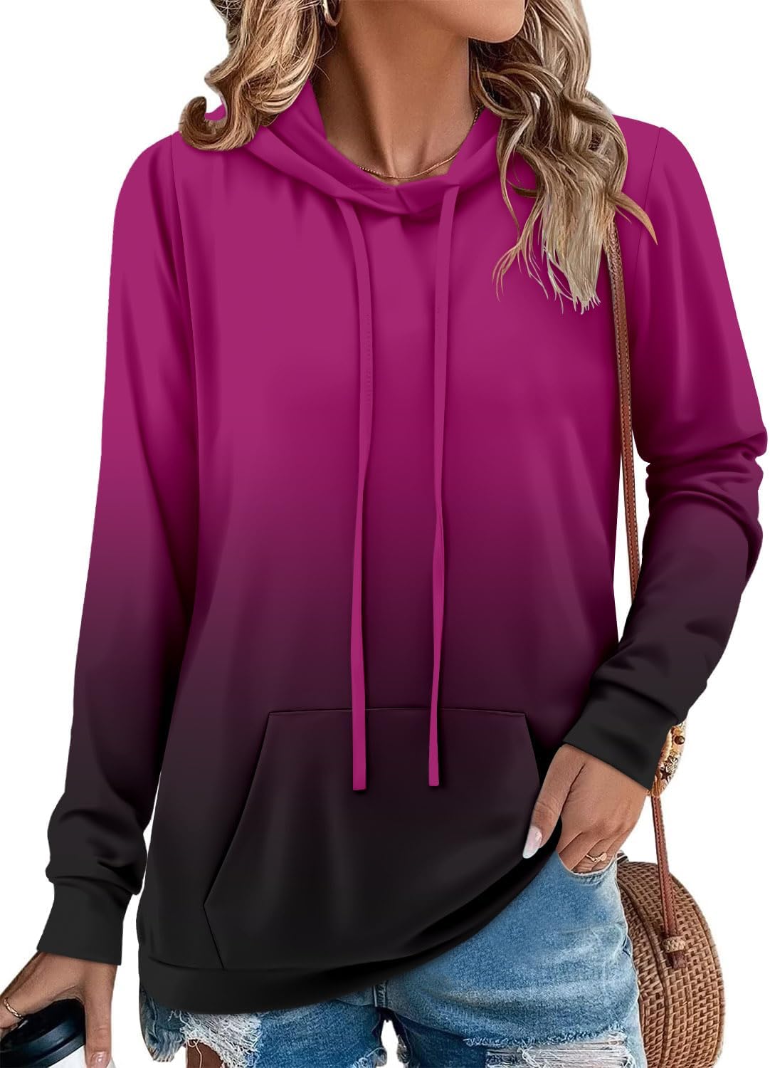 Angerella Hoodies for Women Camo Leopard Print Tops Pullover Hooded Sweatshirt Drawstring with Pocket