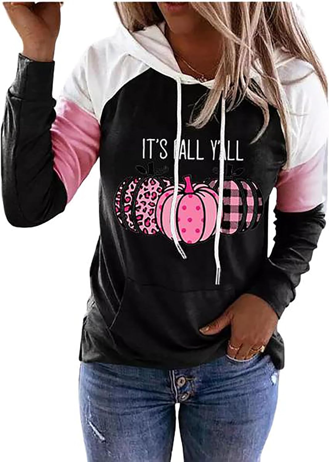 Susongeth It's Fall Y'all Hoodie for Women Thanksgiving Pumpkin Long Sleeve Shirt Fall Pullover Top