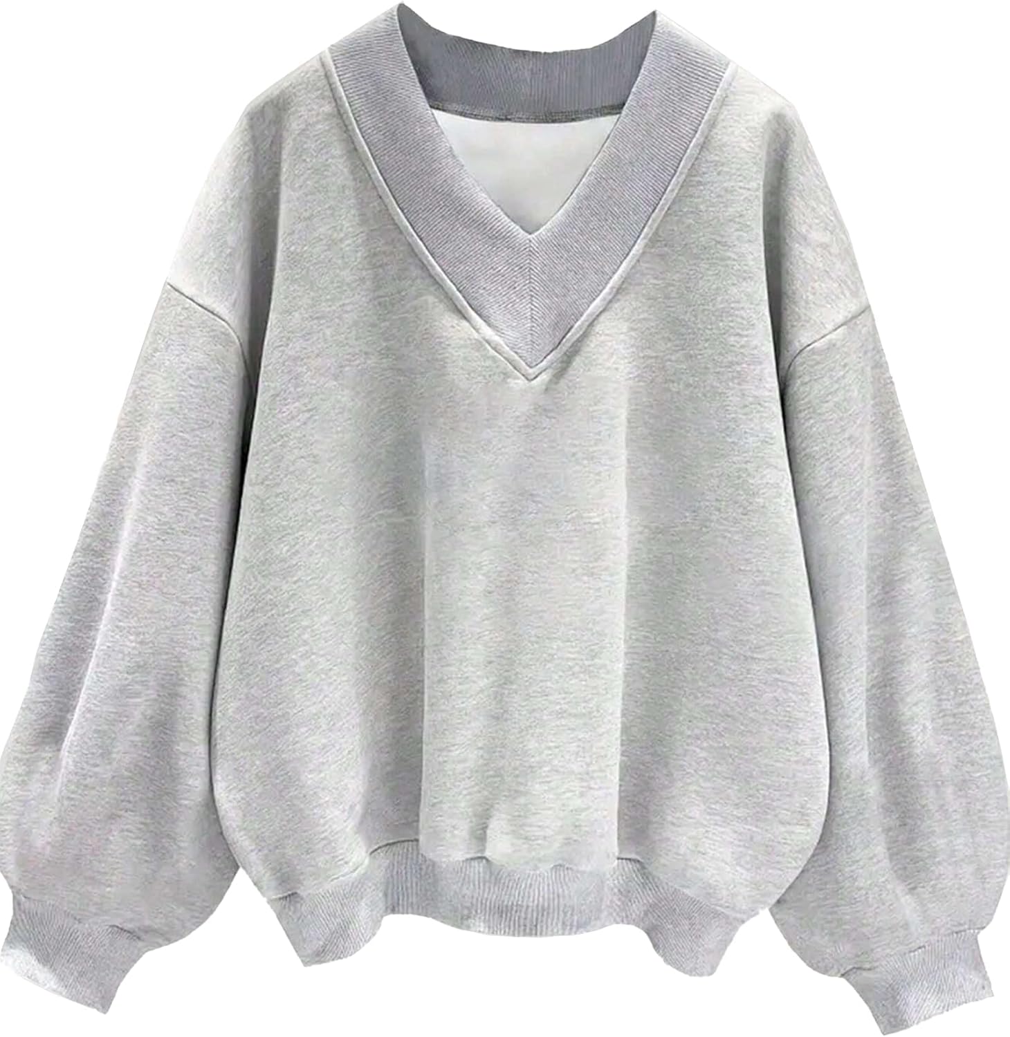 Remidoo Oversized Sweatshirt for Women V Neck Sweatshirts Casual Fleece Long Sleeve Pullover Top