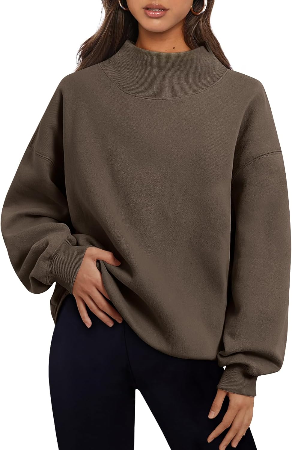 Trendy Queen Womens Oversized Sweatshirts Turtleneck Pullover Long Sleeve Hoodies Tops Fall Fashion Outfits 2025 Clothes
