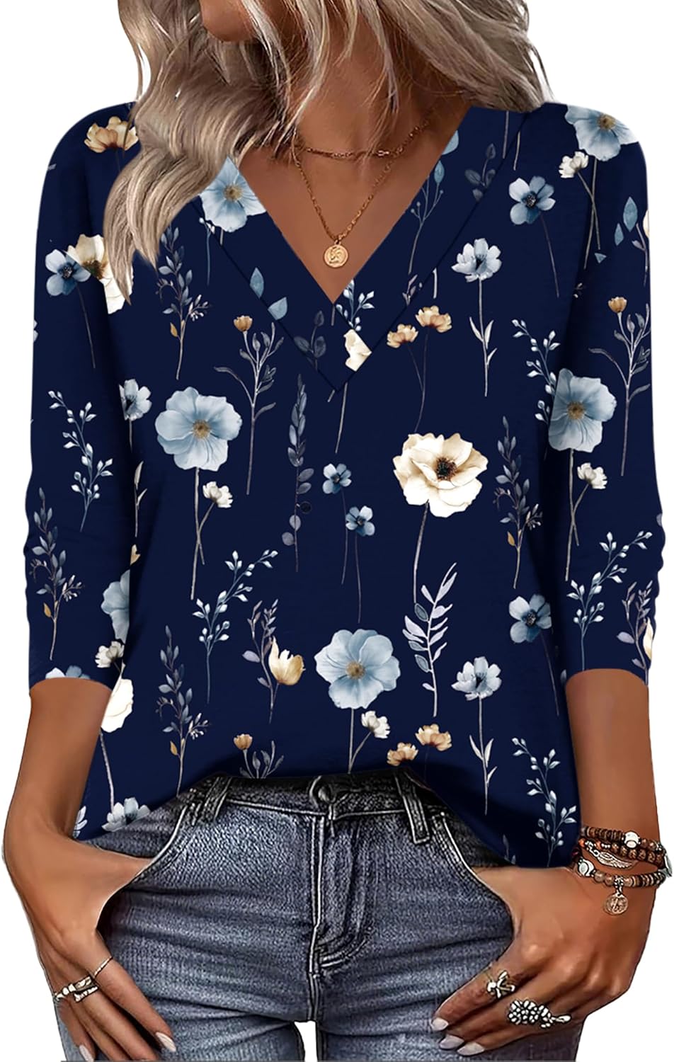 Zeagoo Women Long Sleeve Tops Dressy Casual V Neck Tshirts Basics Tee 2025 Fall Trendy Clothes S-2XL