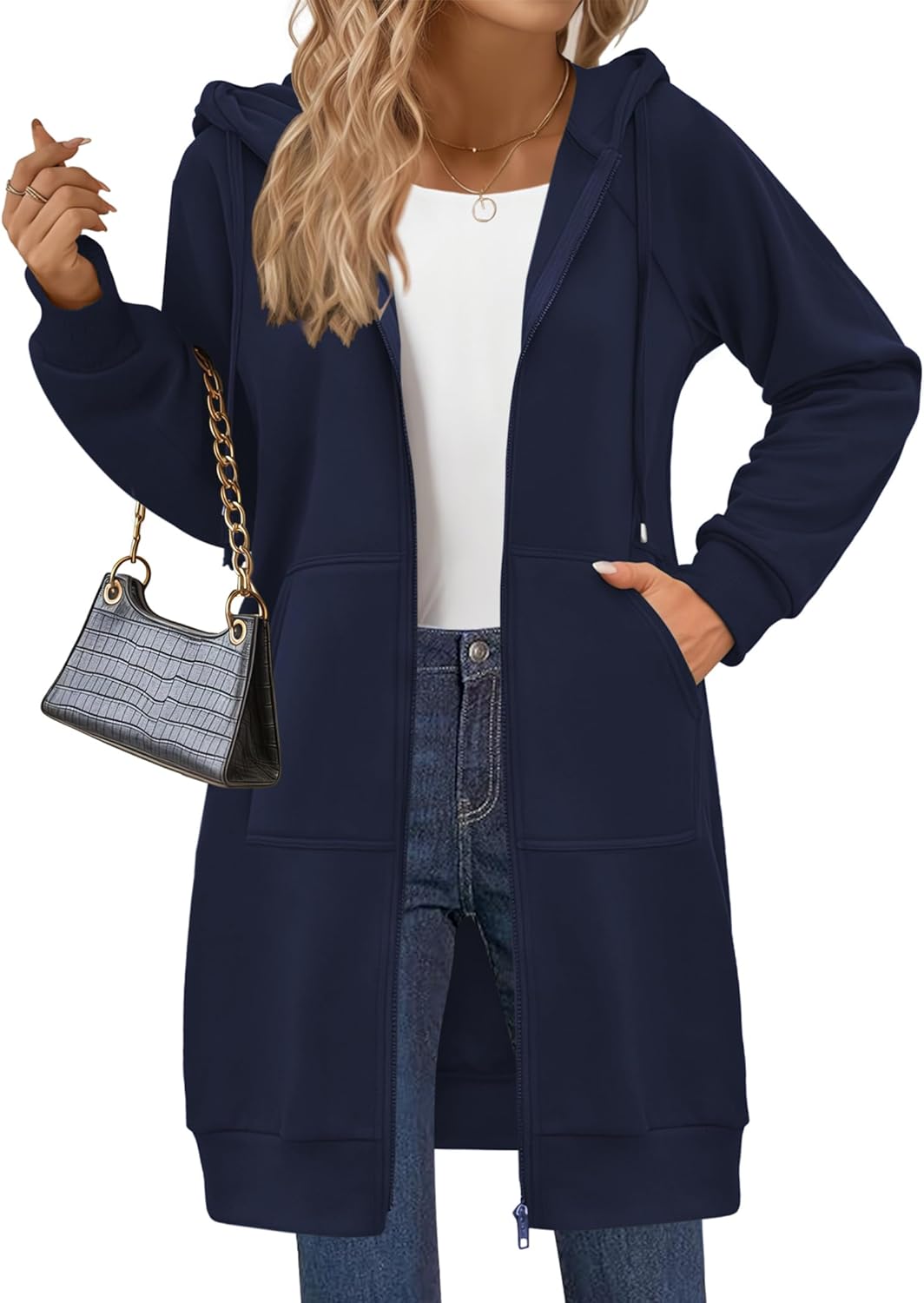 Zeagoo Women's Zip Up Hoodies Long Tunic Sweatshirts Long Sleeve Oversized Fleece Casual 2025 Fall Jacket Coat with Pocket