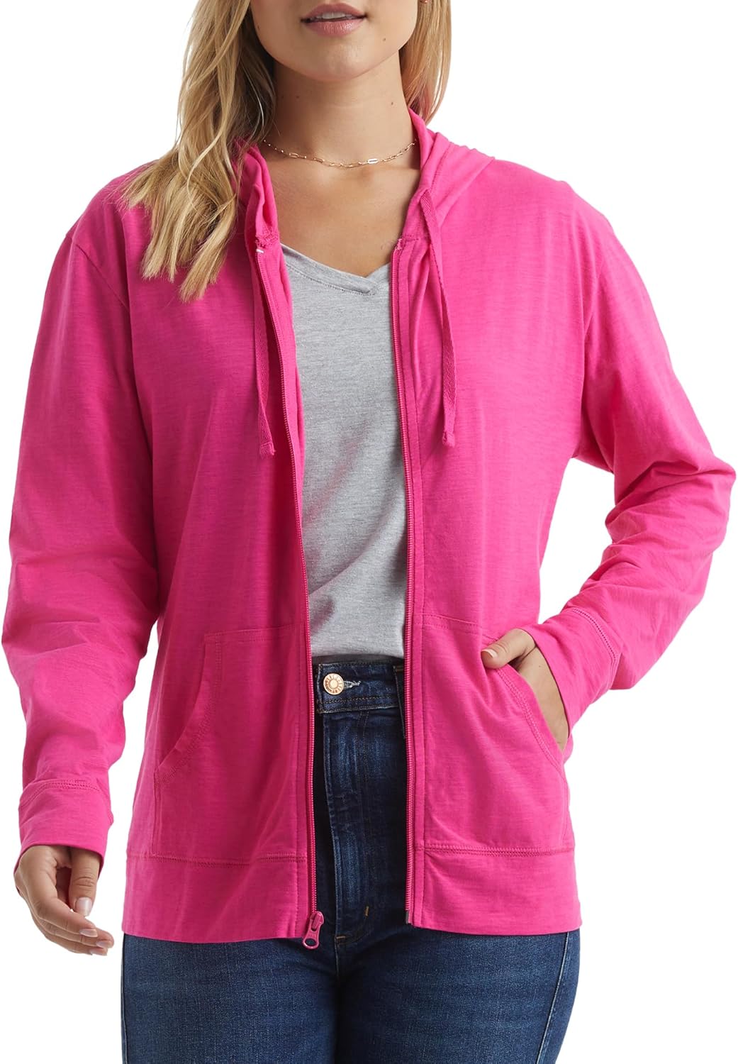 Hanes Women’s Slub Knit Full-Zip Hoodie, Textured Cotton Zip-Up T-Shirt Hoodie for Women