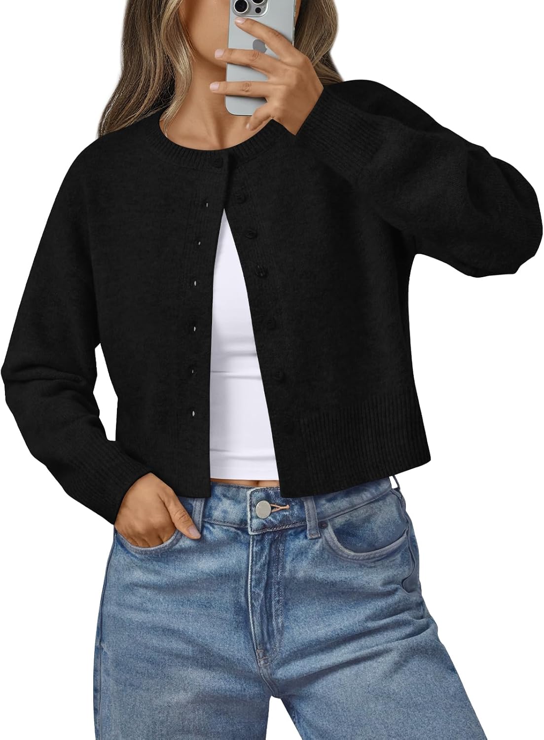 LILLUSORY Womens Cropped Cardigan Sweaters Lightweight Fall Crop Cotton Knit Y2k Outfits Fashion Button Up Clothes 2025