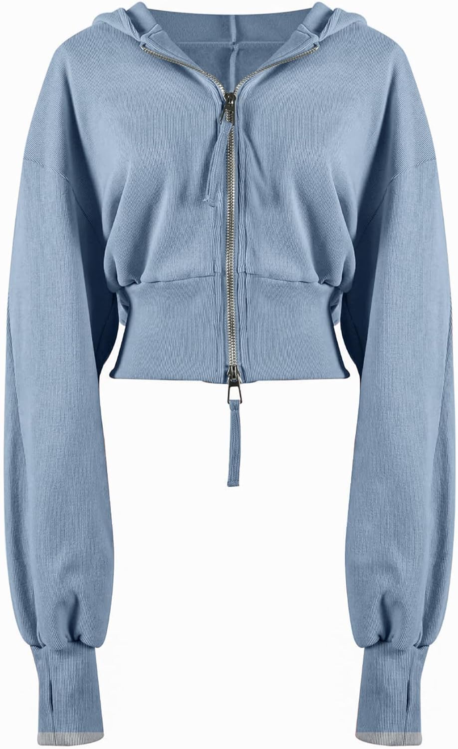 Arssm Cropped Hoodie Women Zip Up Long Sleeve Sweatshirts Casual Fashion Hooded Workout Jacket Crop Top