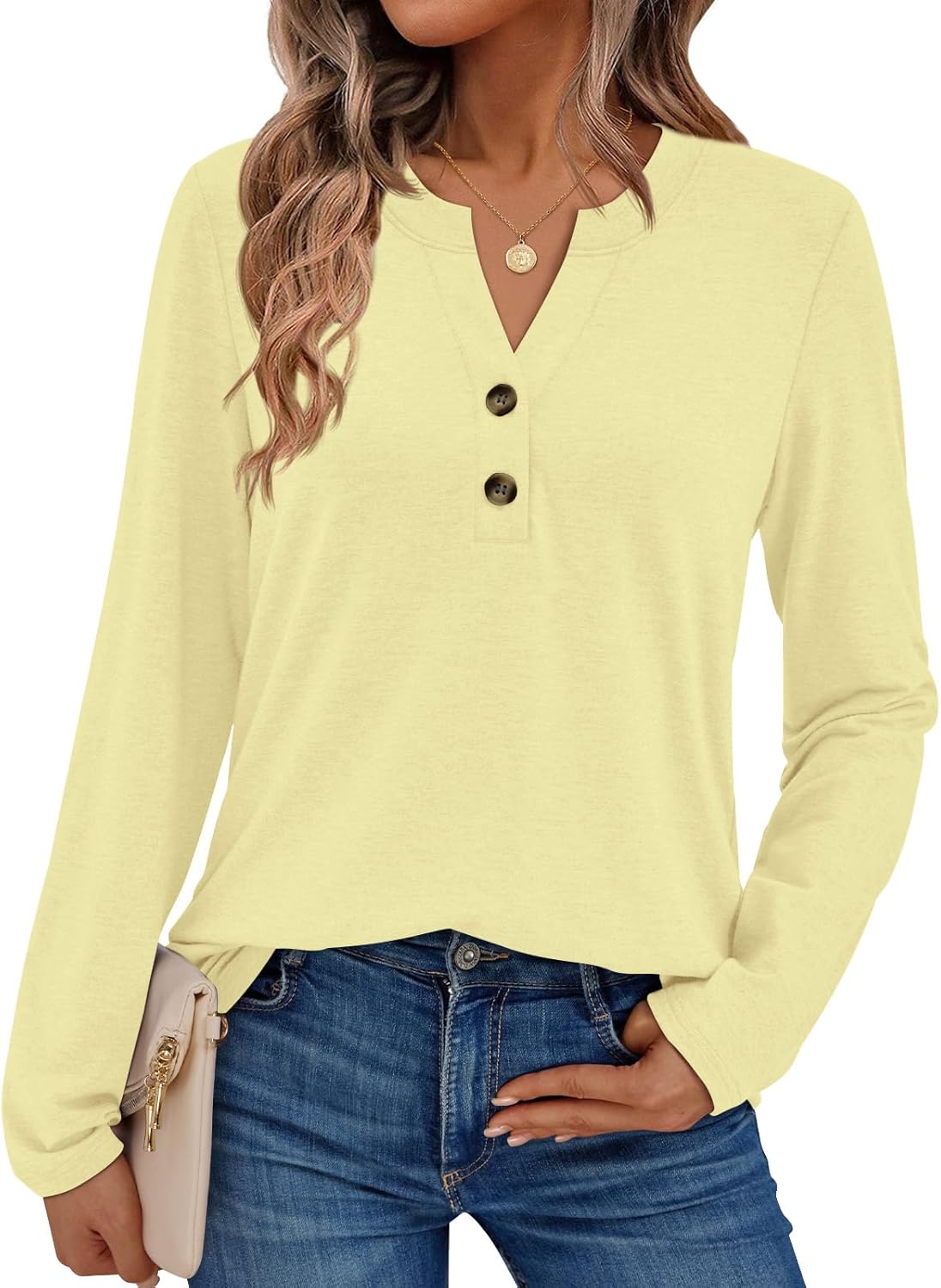 AUTOMET Women's Long Sleeve Shirts 2025 Fall Fashion Dressy Casual Tops Trendy Henley Blouses Cute Work Outfits Clothes