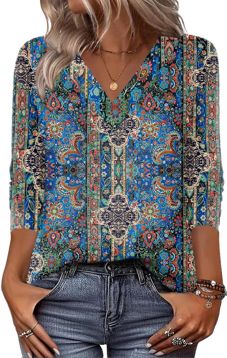 Zeagoo Women Long Sleeve Tops Dressy Casual V Neck Tshirts Basics Tee 2025 Fall Trendy Clothes S-2XL