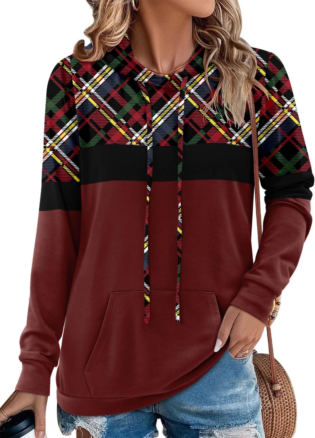 Angerella Hoodies for Women Camo Leopard Print Tops Pullover Hooded Sweatshirt Drawstring with Pocket