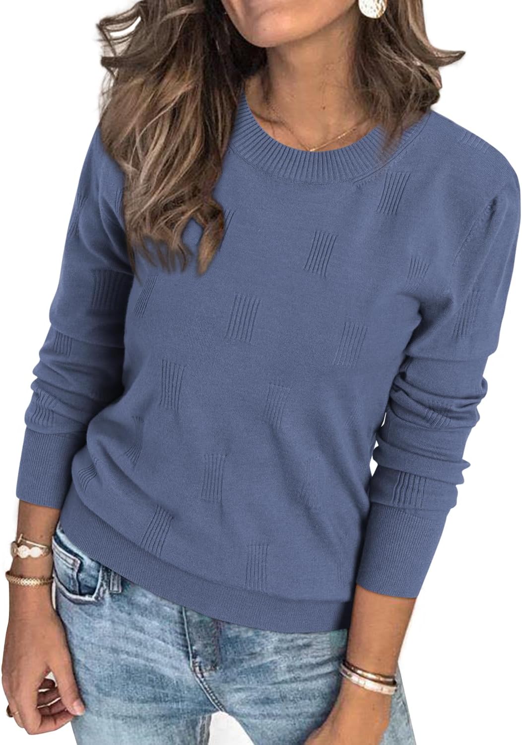 Arach&Cloz Women's Soft Knit Sweater Fall Dressy Casual Pullover Tops