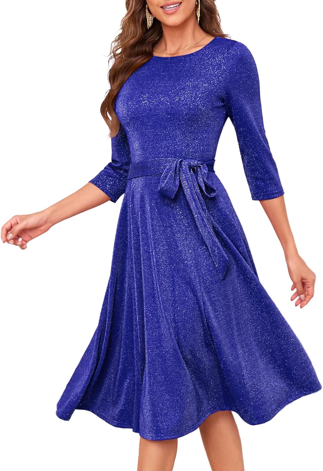 DRESSTELLS Cocktail Dresses for Women, Vintage Wedding Guest 3/4 Sleeves Formal Church Holiday Dress