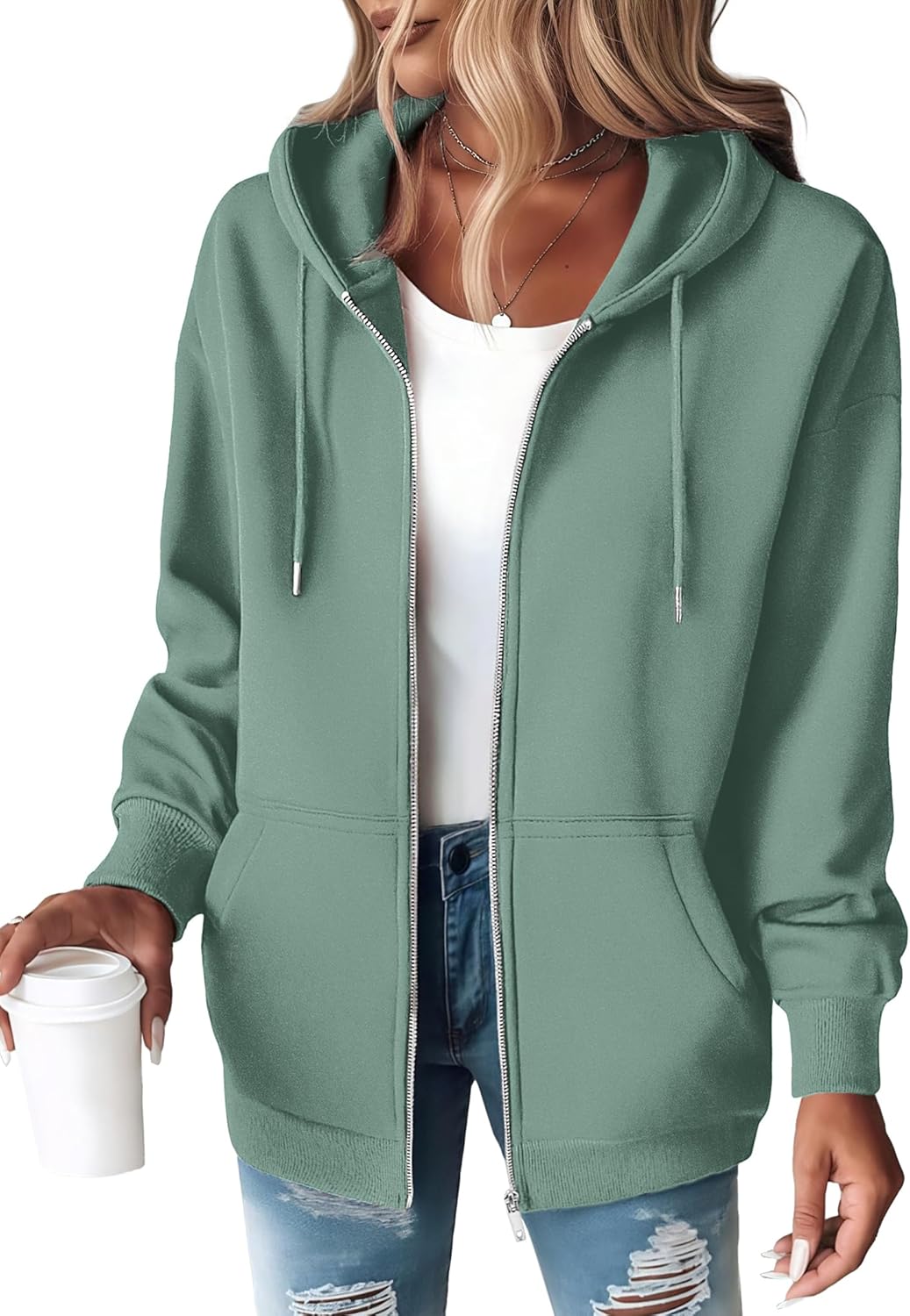 Zeagoo Hoodies For Women Zip Up Hoodie Oversized Sweatshirt Fleece Jackets Fall Winter Coats 2025 Fashion
