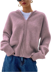 SOLY HUX Zip Up Cardigan for Women Hooded Cardigan Sweater Knitted Drop Shoulder Fall Clothes Winter Hoodies Outerwear