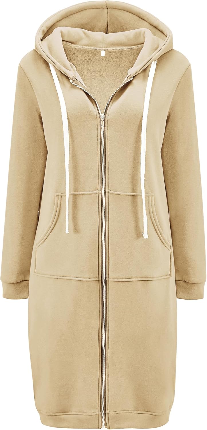 DUOYANGJIASHA Womens Hoodies 2025 Zip Up Sweatshirts Oversized Fashion Long Hooded Fall Winter Fleece Jackets with Pockets