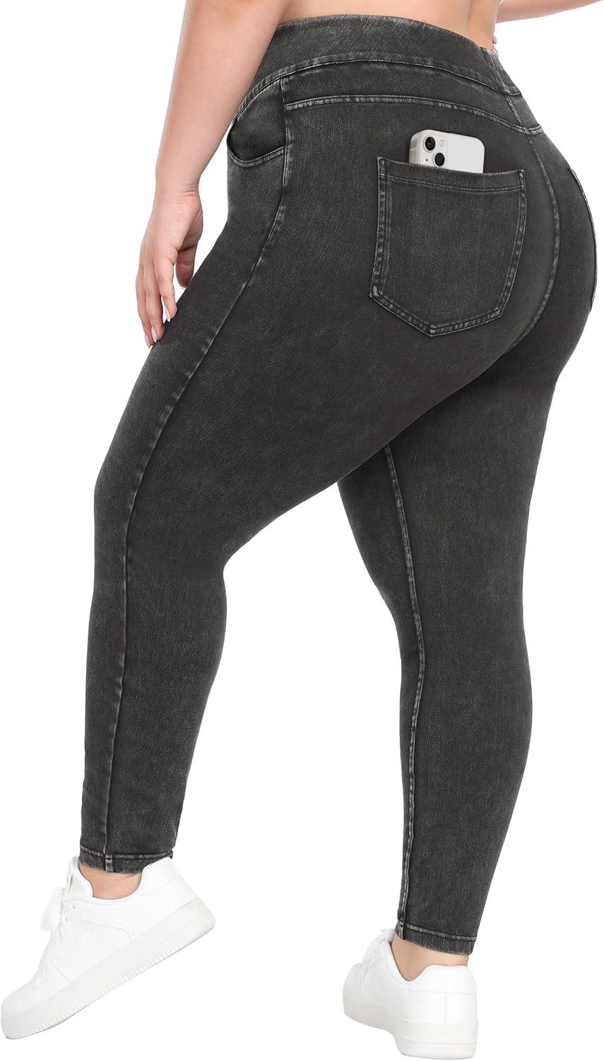 IUGA Stretchy Jeans for Women High Waist Jeggings Tummy Control Skinny Jeans Pull on Leggings with Pockets Trendy Casual