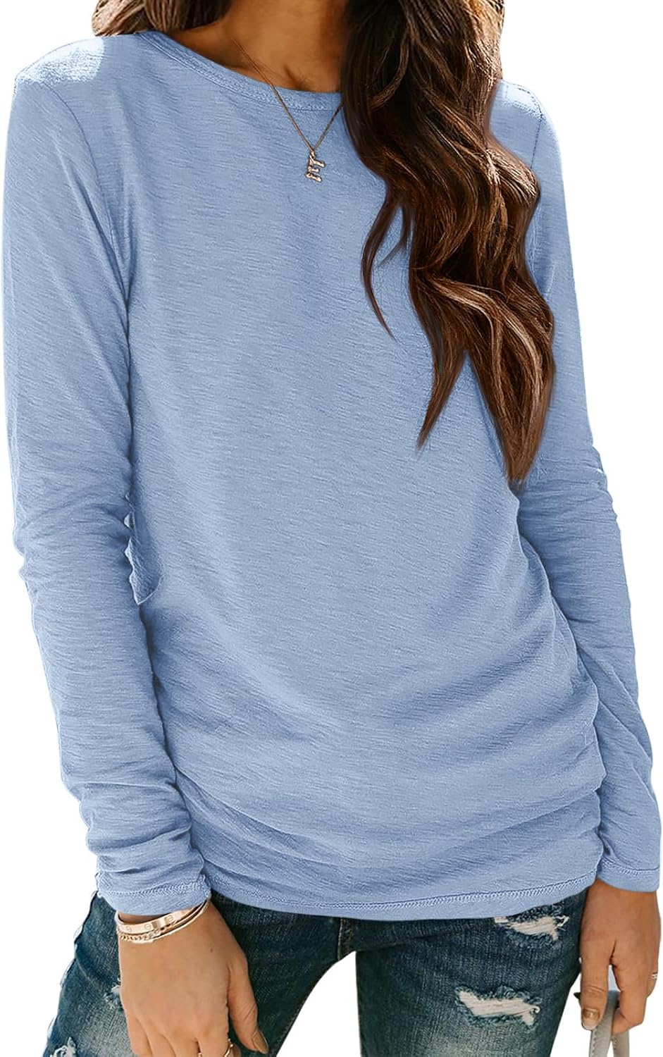 ATHMILE Womens Long Sleeve Shirts Basic Tee Fall Trendy Spring Top Business Casual Beach Vacation Workout 2025 Fashion