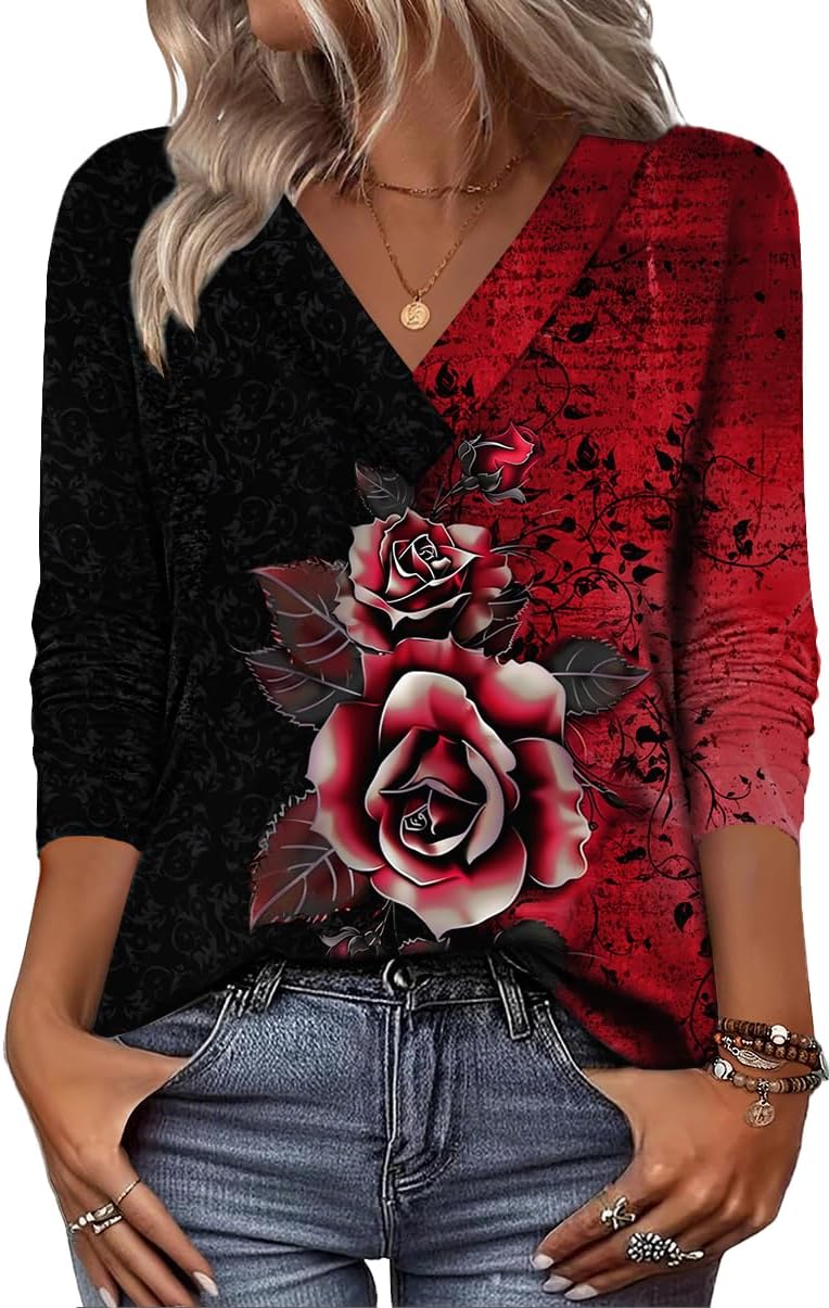 Zeagoo Women Long Sleeve Tops Dressy Casual V Neck Tshirts Basics Tee 2025 Fall Trendy Clothes S-2XL