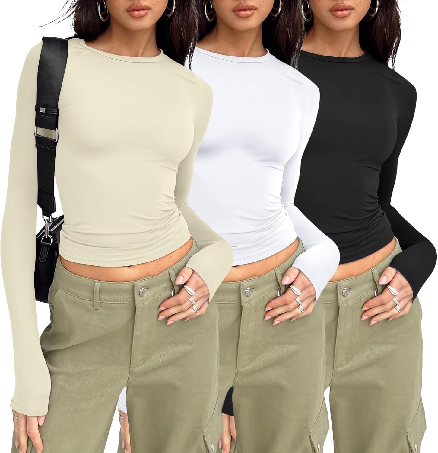 AUTOMET 3 Pack Womens Long Sleeve T Shirts Fall Fashion Basic Going Out Crop Tops Slim Fitted Winter Clothes 2025