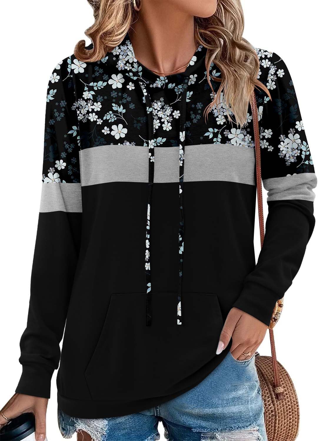 Angerella Hoodies for Women Camo Leopard Print Tops Pullover Hooded Sweatshirt Drawstring with Pocket