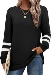 Saloogoe Tunic Sweatshirts for Women Crewneck Lightweight Sweaters Raglan Long Sleeve Shirts Fall Fashion Tops 2025