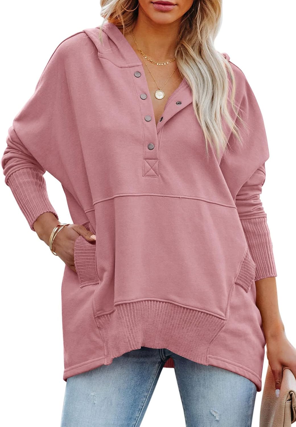 PRETTYGARDEN Women's Casual Long Sleeve Lapel Zipper Sweatshirt Drawstring Loose Pullover Tops