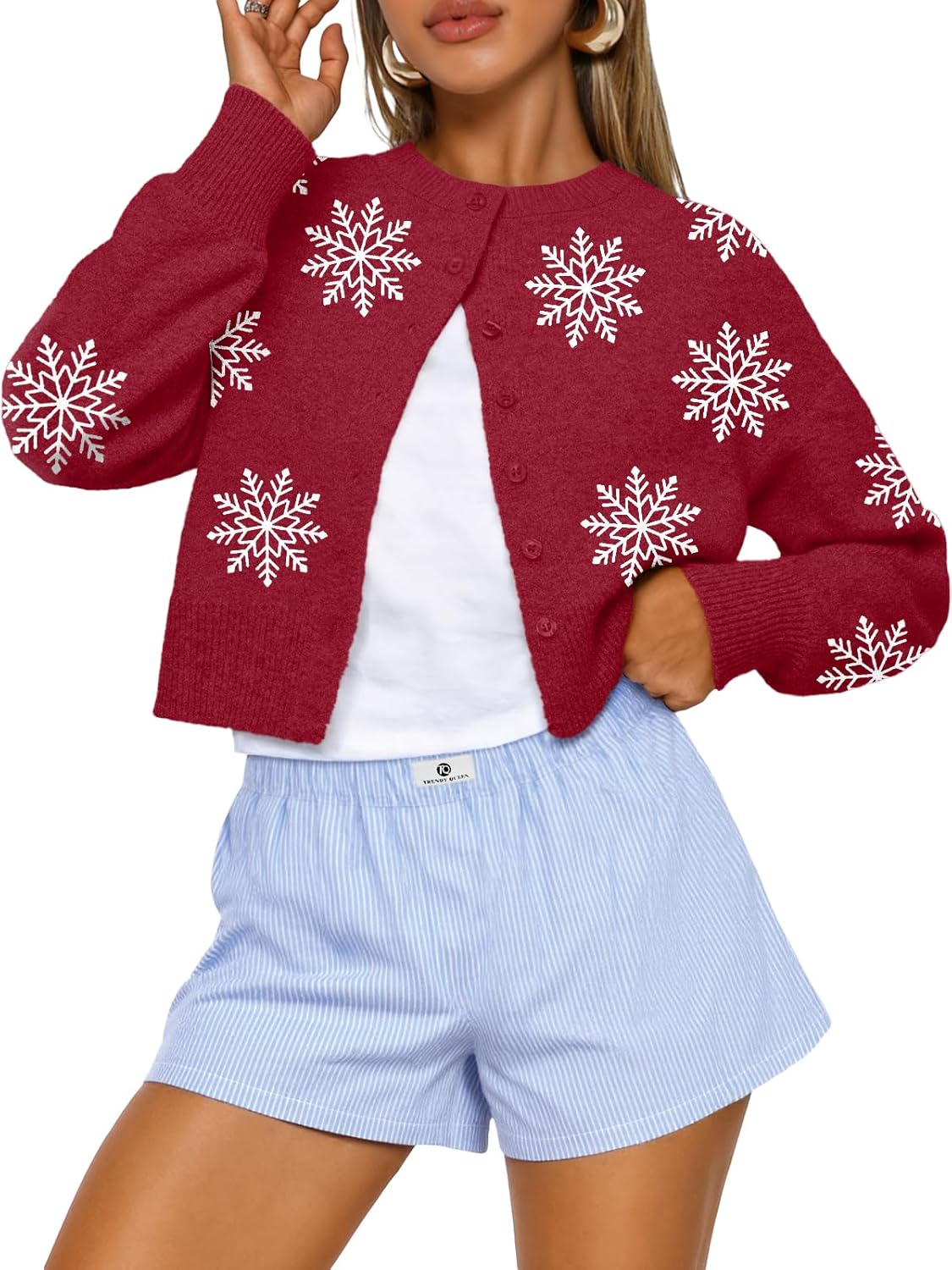 Trendy Queen Cropped Cardigan Sweaters for Women Lightweight Crop Knit Y2k Fall Outfits Fashion Clothes 2025