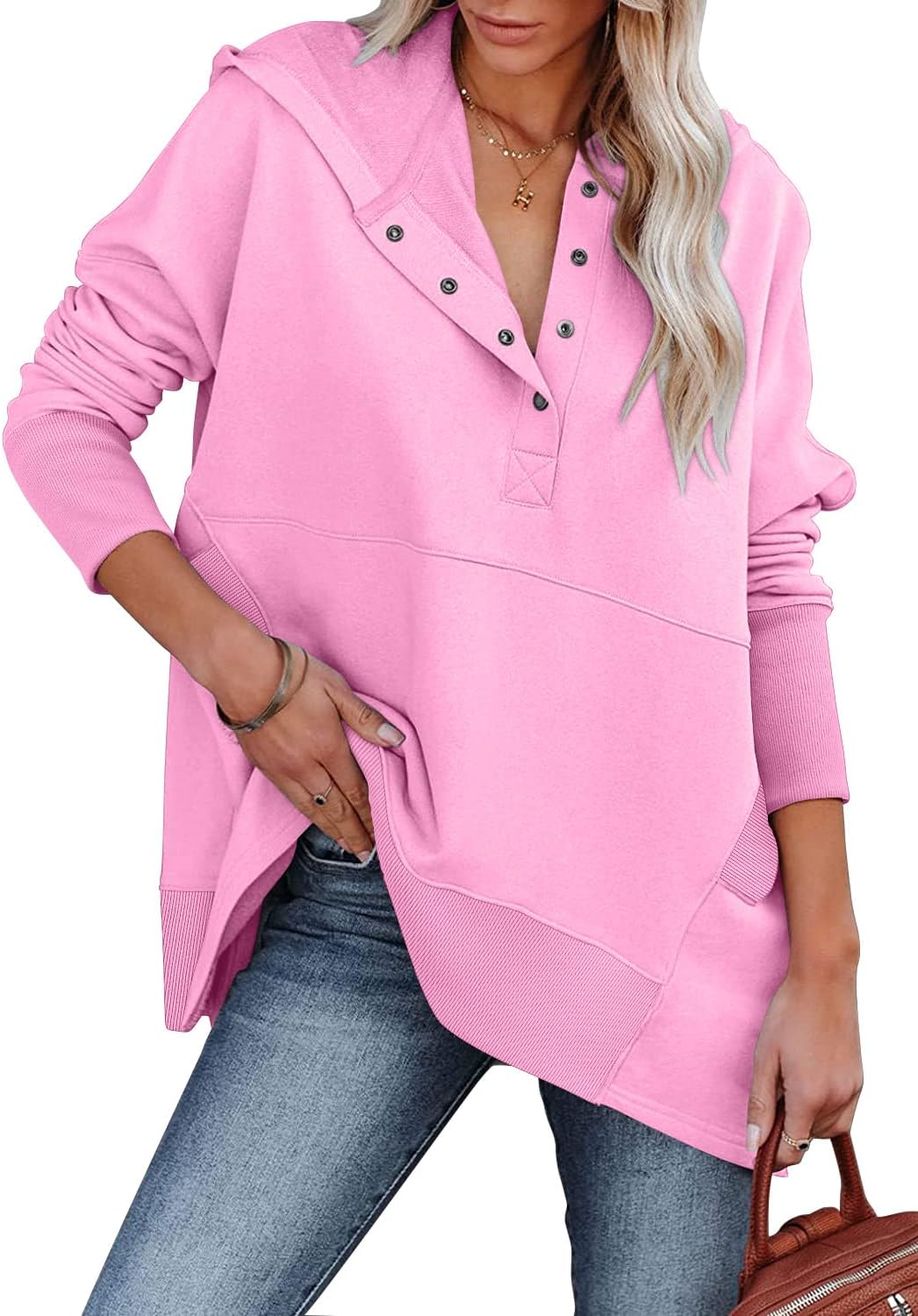 onlypuff Oversized Pulllover Hoodies for Women Fall Fashion Sweatshirts Teen Girls Hooded Tunic Tops