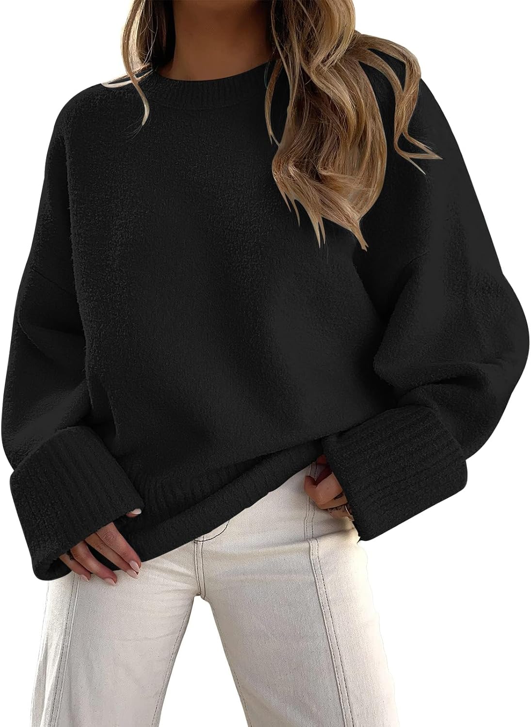 LILLUSORY Women's Oversized Sweaters Fuzzy Chunky Warm Pullover Sweater