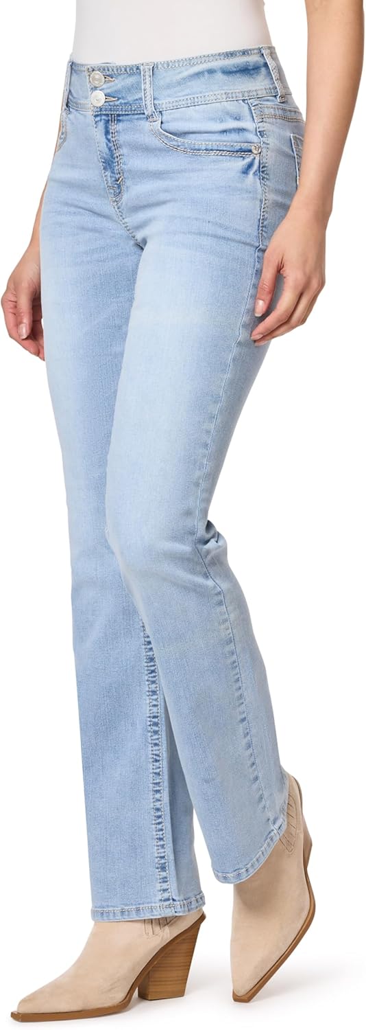 WallFlower Luscious Curvy Bootcut Jeans for Women, Mid-Rise Insta Stretch Denim, Size-Inclusive Juniors Jeans, Sizes 0 to 24