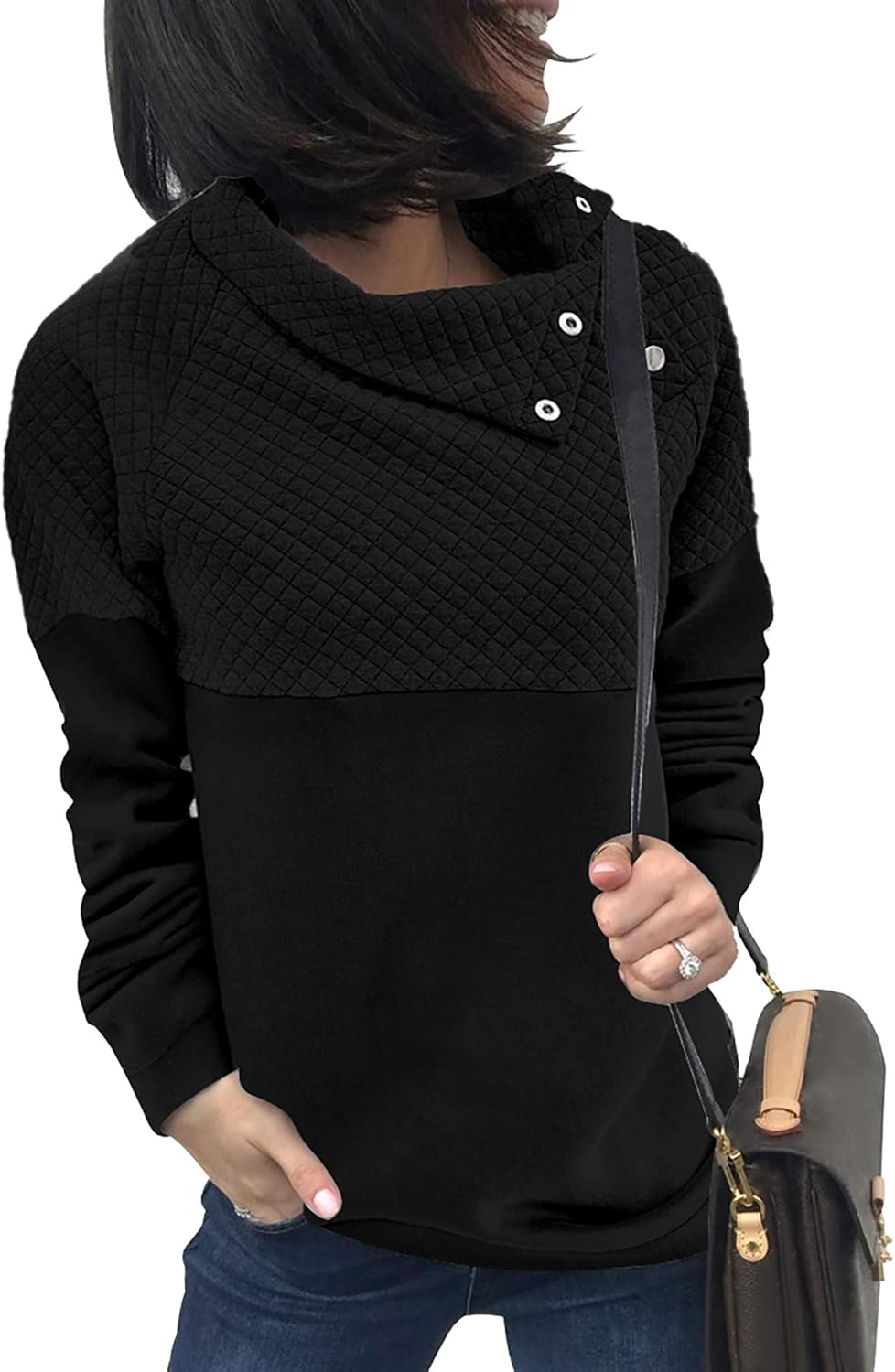 BTFBM Women Fashion Quilted Pattern Lightweight Zipper Long Sleeve Plain Casual Ladies Sweatshirts Pullovers Shirts Tops