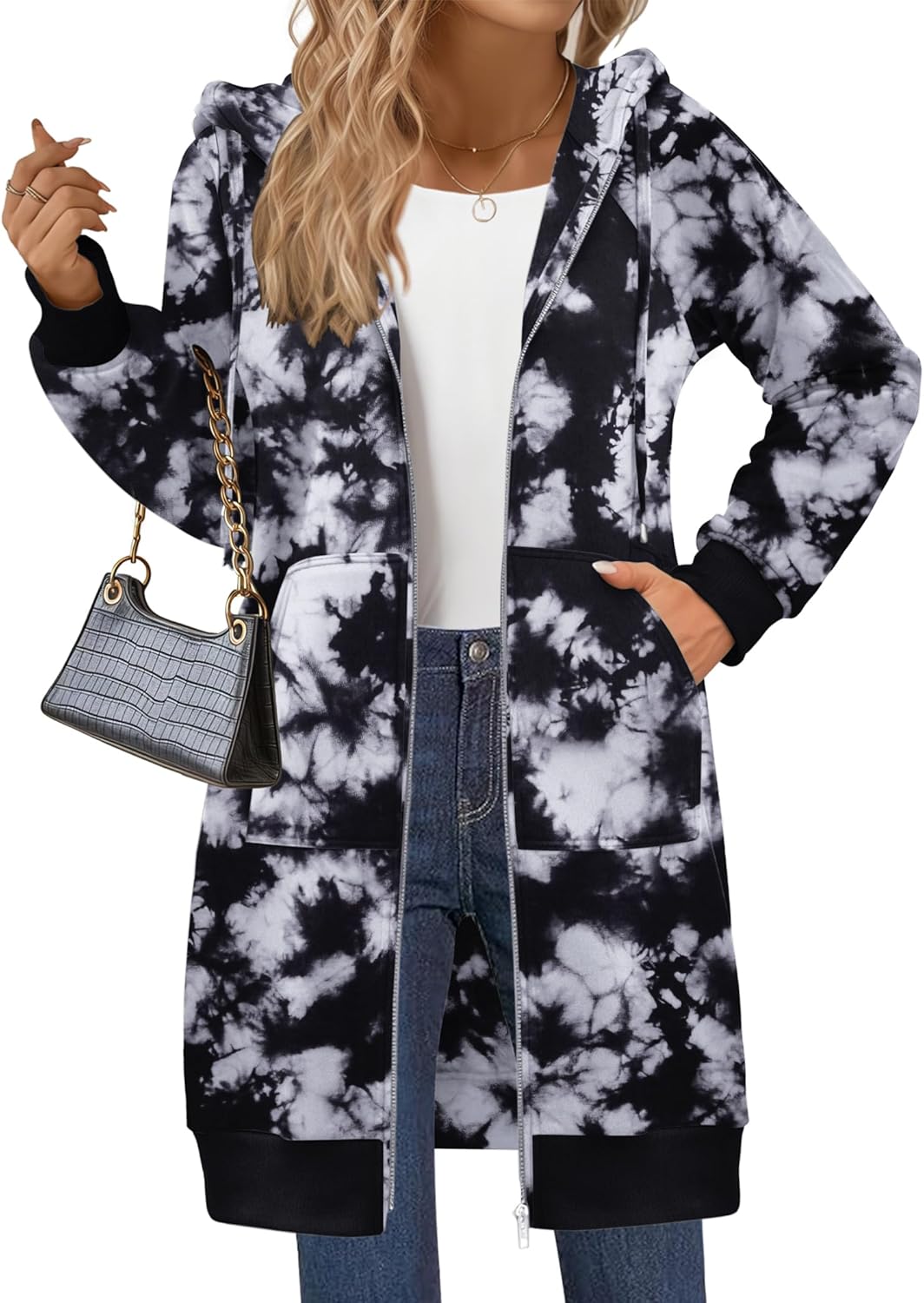 Zeagoo Women's Zip Up Hoodies Long Tunic Sweatshirts Long Sleeve Oversized Fleece Casual 2025 Fall Jacket Coat with Pocket