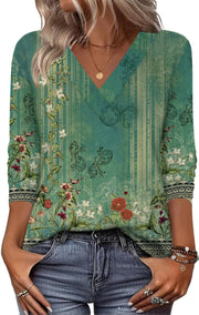 Zeagoo Women Long Sleeve Tops Dressy Casual V Neck Tshirts Basics Tee 2025 Fall Trendy Clothes S-2XL