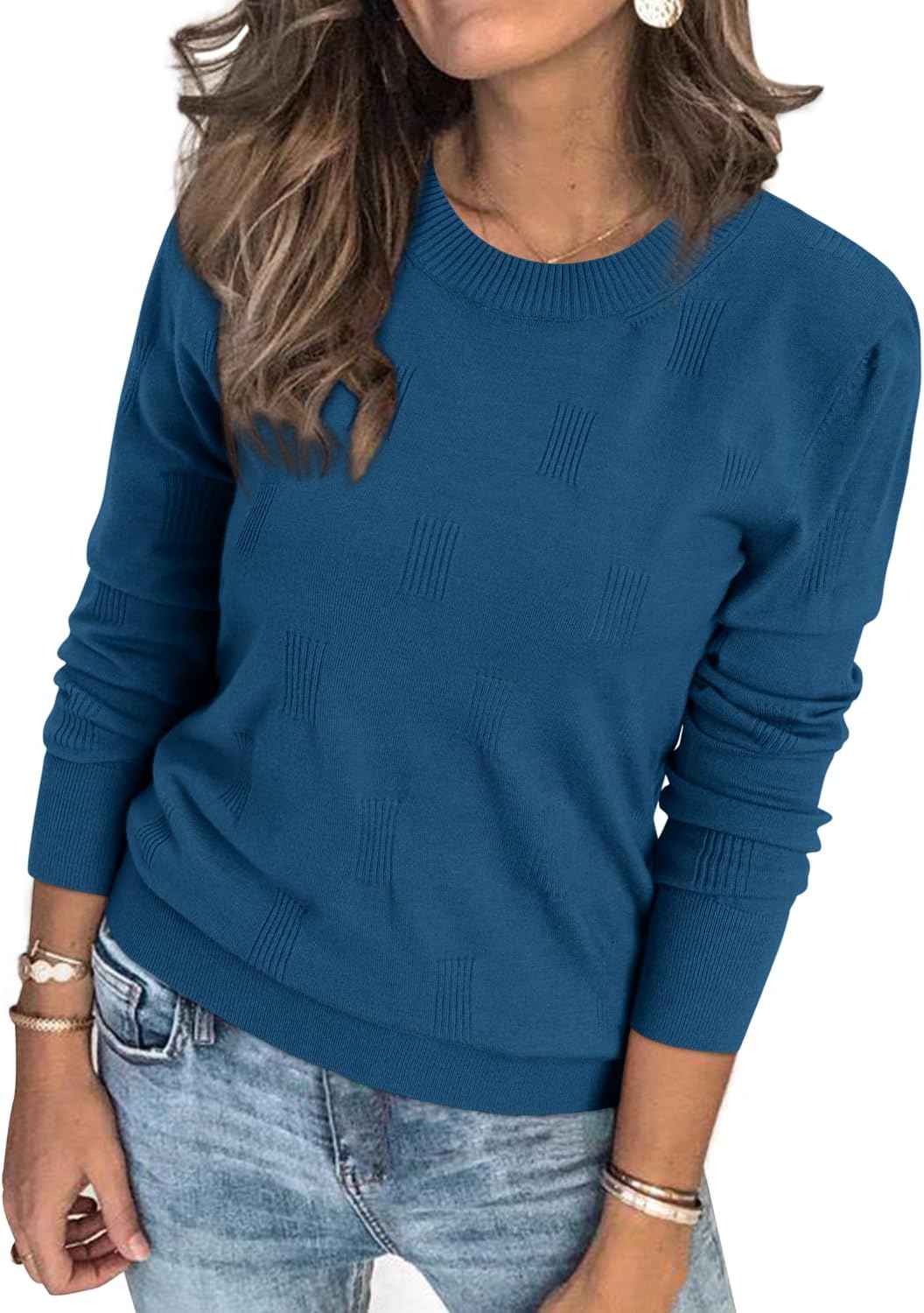 Arach&Cloz Women's Soft Knit Sweater Fall Dressy Casual Pullover Tops