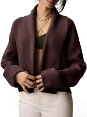 Saodimallsu Womens Cropped Cardigan Open Front Shawl 2025 Fall Trendy Long Sleeve Sweater Jacket