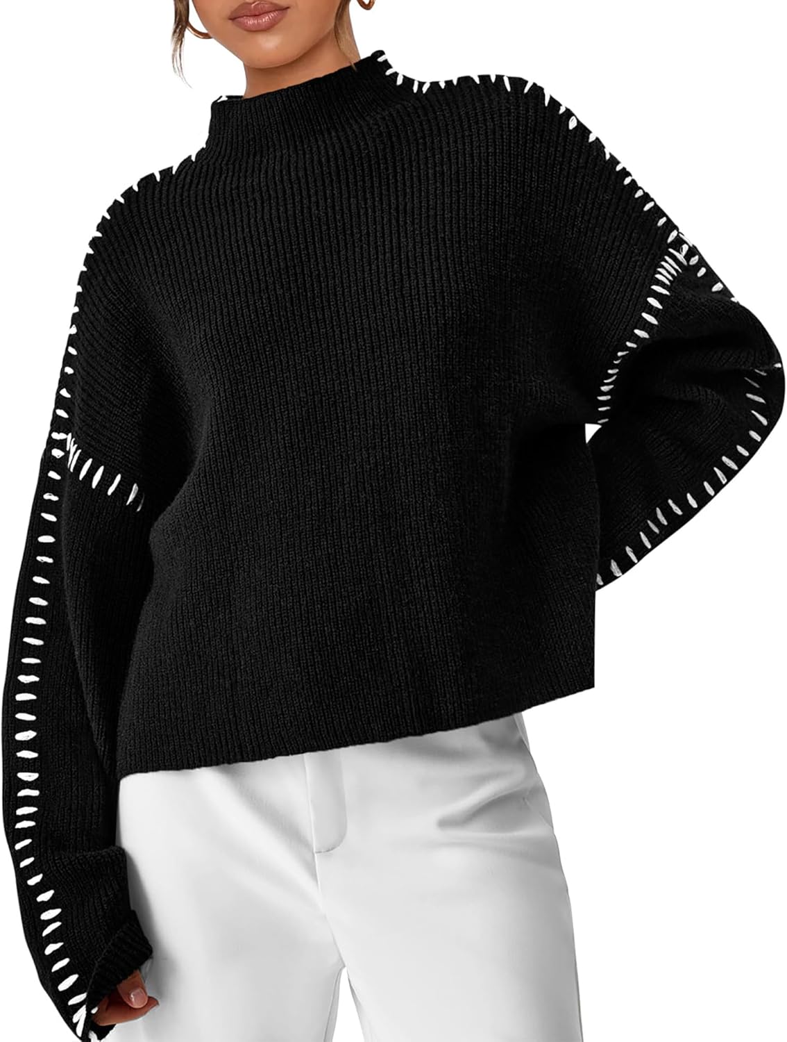 PRETTYGARDEN Women's Chunky Knit Sweaters 2025 Fall Long Sleeve Mock Neck Oversized Pullover Tops Winter Fashion Clothes
