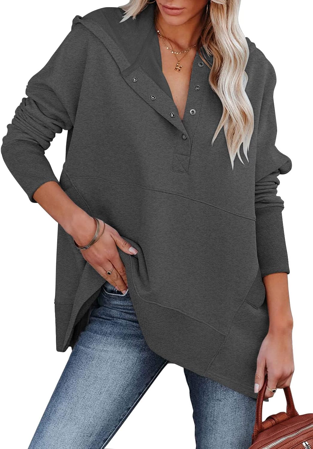 onlypuff Oversized Pulllover Hoodies for Women Fall Fashion Sweatshirts Teen Girls Hooded Tunic Tops