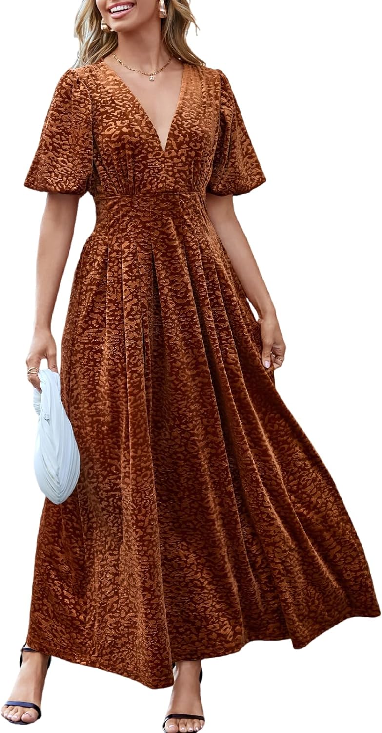 Sissyaki Women's Velvet Formal Dresses for Wedding Guest 2025 Fall Winter Dress