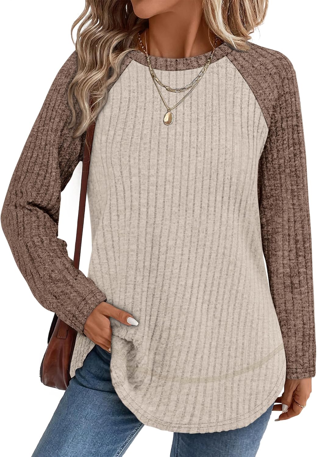 WIHOLL Long Sleeve Shirts for Women Fall Sweaters 2025 Lightweight Casual Tunic Tops Loose Fit Winter Clothing S-2XL