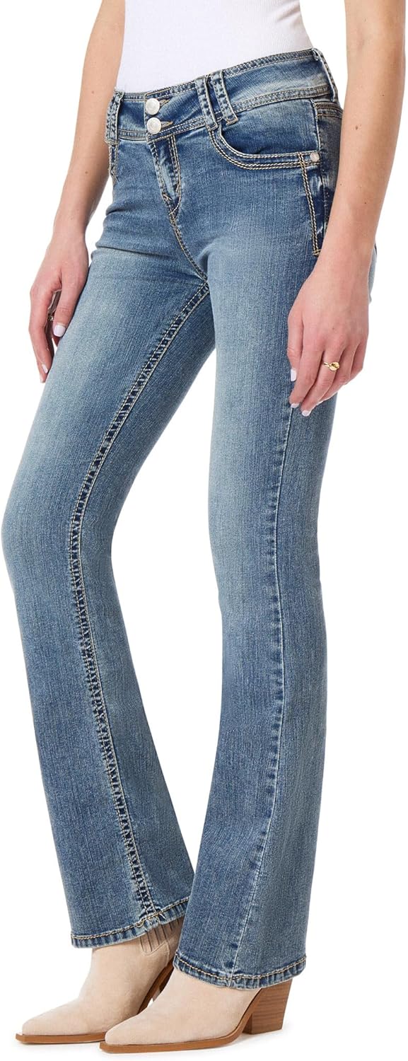 WallFlower Luscious Curvy Bootcut Jeans for Women, Mid-Rise Insta Stretch Denim, Size-Inclusive Juniors Jeans, Sizes 0 to 24