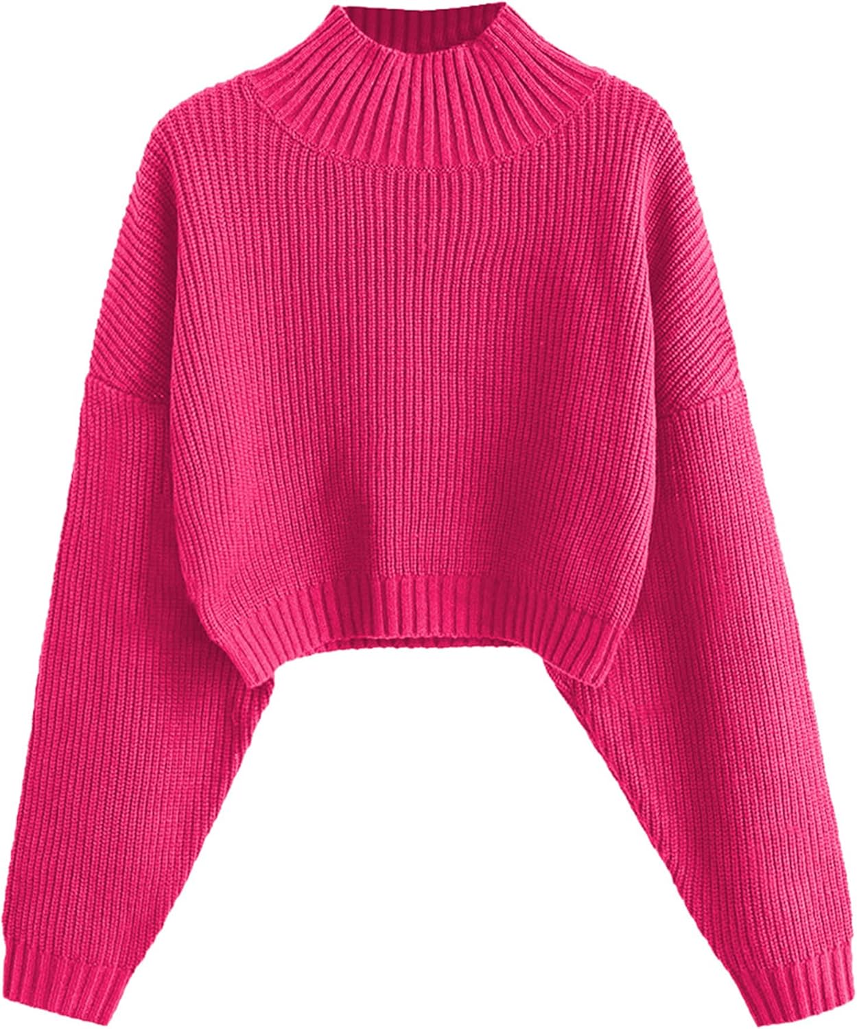 ZAFUL Women's Cropped Turtleneck Sweater Lantern Sleeve Ribbed Knit Pullover Sweater Jumper