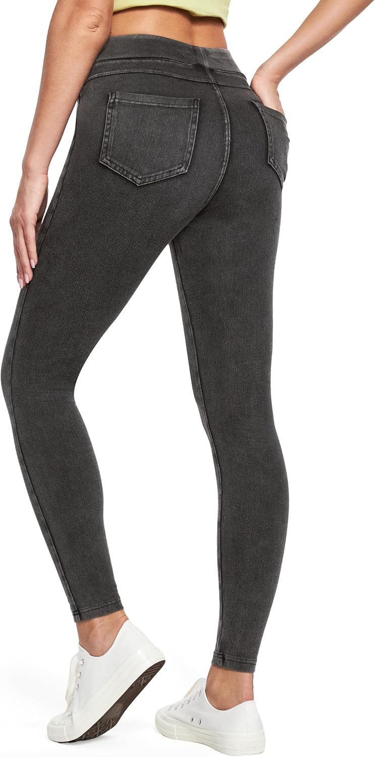 IUGA Stretchy Jeans for Women High Waist Jeggings Tummy Control Skinny Jeans Pull on Leggings with Pockets Trendy Casual