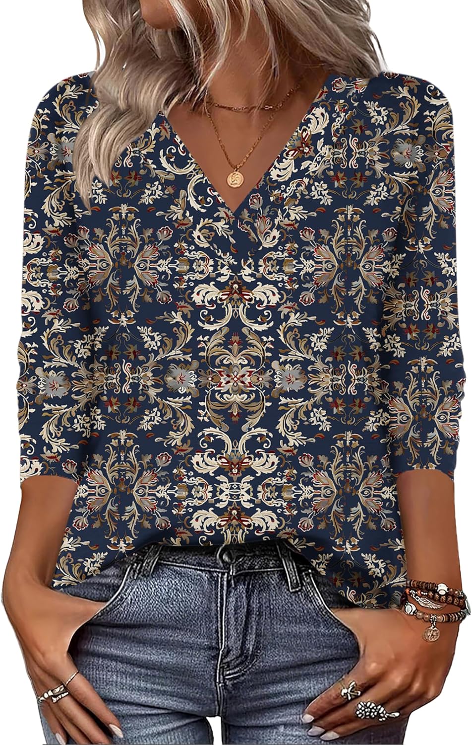 Zeagoo Women Long Sleeve Tops Dressy Casual V Neck Tshirts Basics Tee 2025 Fall Trendy Clothes S-2XL