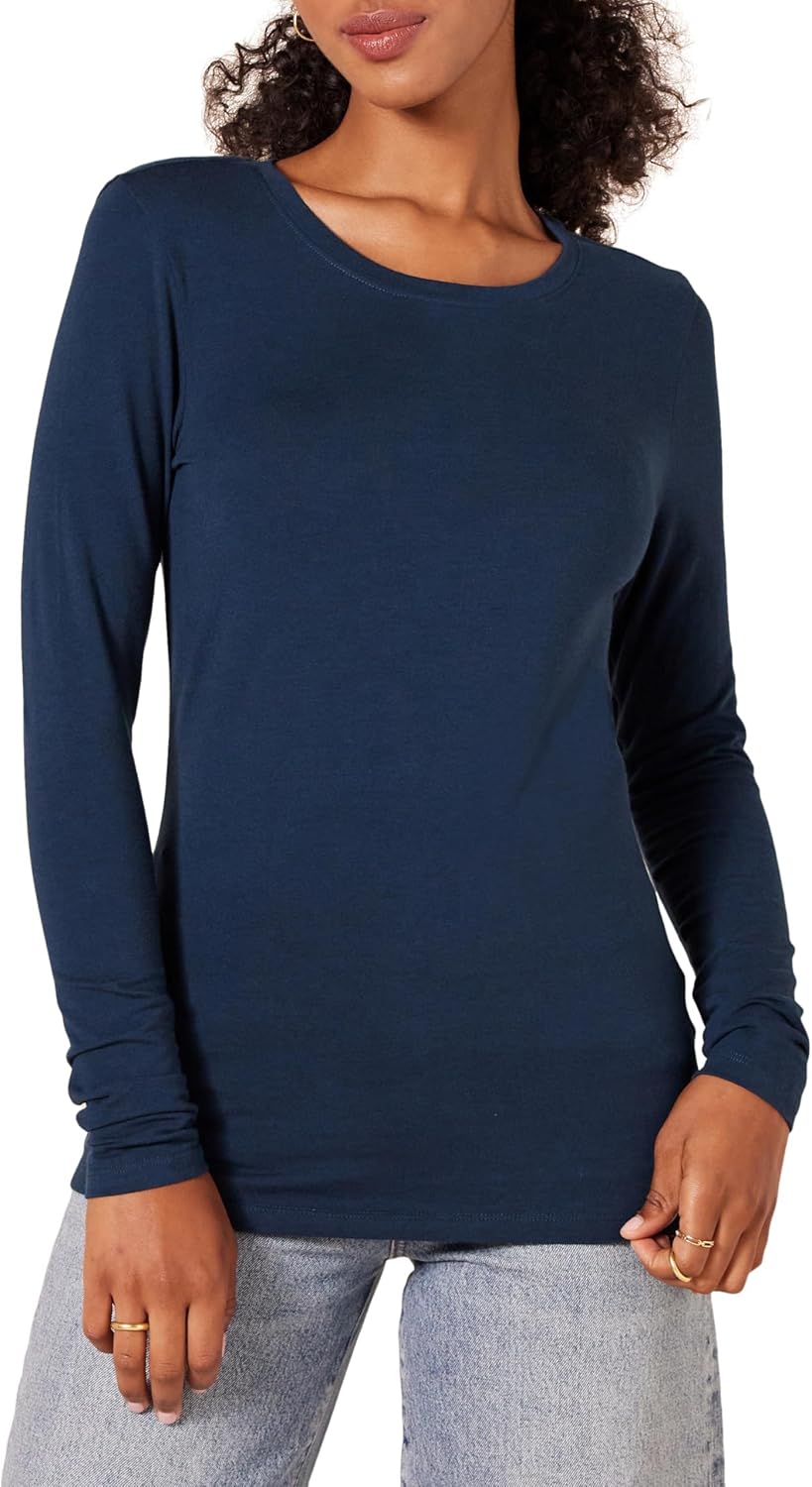 Amazon Essentials Womens Regular-Fit Long-Sleeve Crewneck T-Shirt (Available in Plus Size)