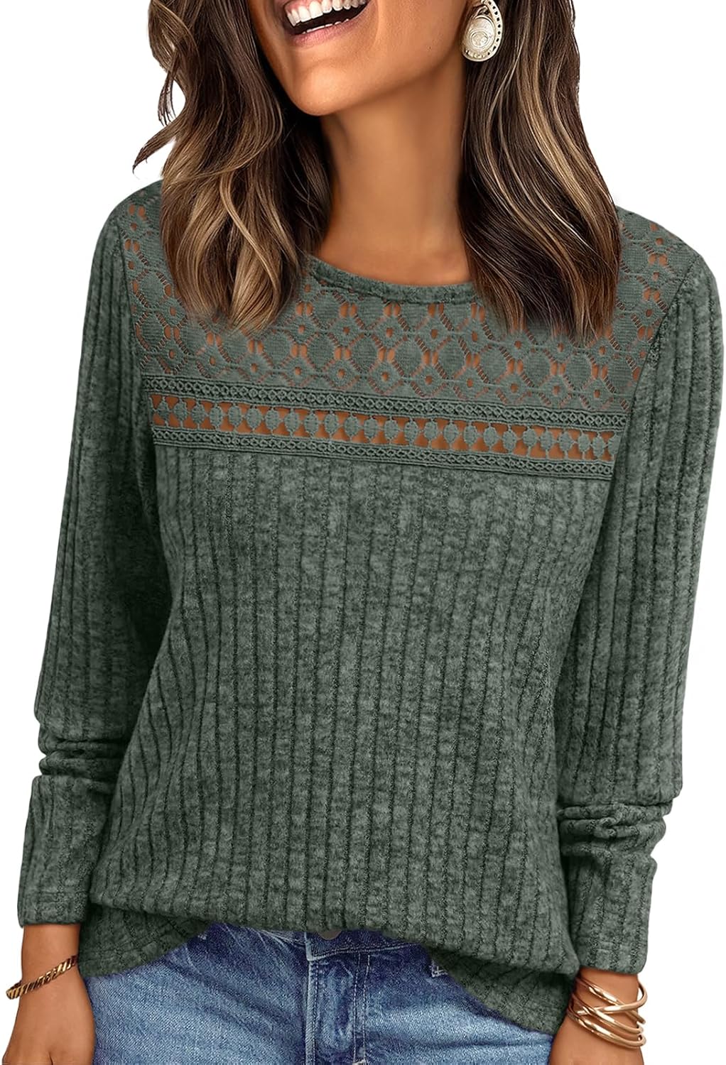 AUTOMET Womens Lace Long Sleeve Shirt Fall Top Fashion Dreesy Casual Tunic Sweaters Mesh Clothes Trendy Work Cute Outfits