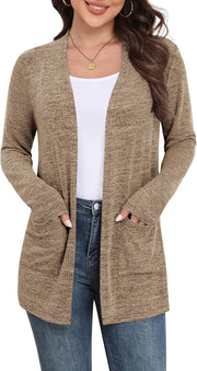 Yincro Womens Lightweight Cardigan Long Sleeve Open Front Casual Sweater Cardigans with Pockets