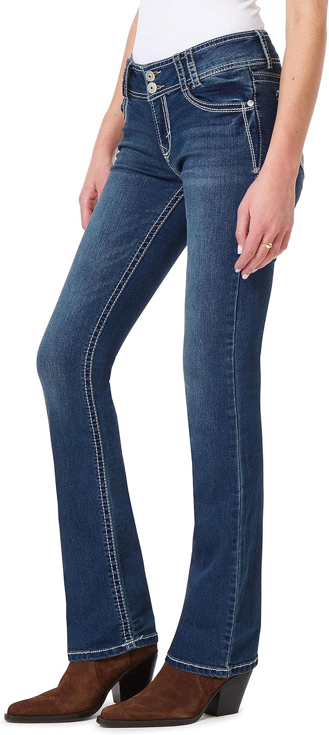 WallFlower Luscious Curvy Bootcut Jeans for Women, Mid-Rise Insta Stretch Denim, Size-Inclusive Juniors Jeans, Sizes 0 to 24